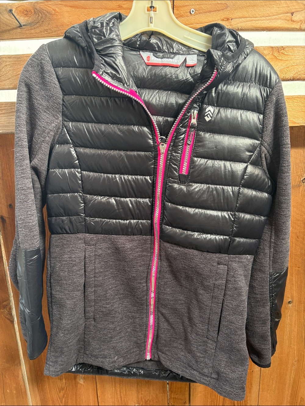Free Country Black Quilted Jacket with Red Trim